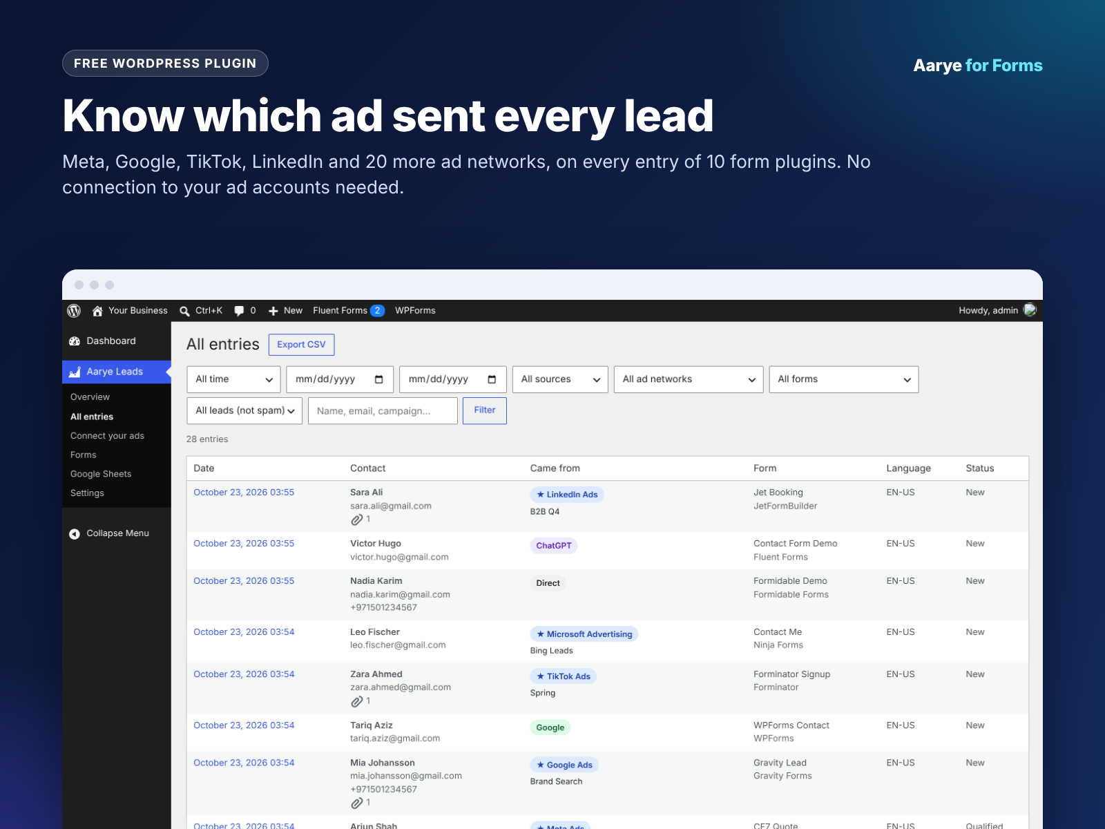 Aarye Marketing Addon for Forms Pro